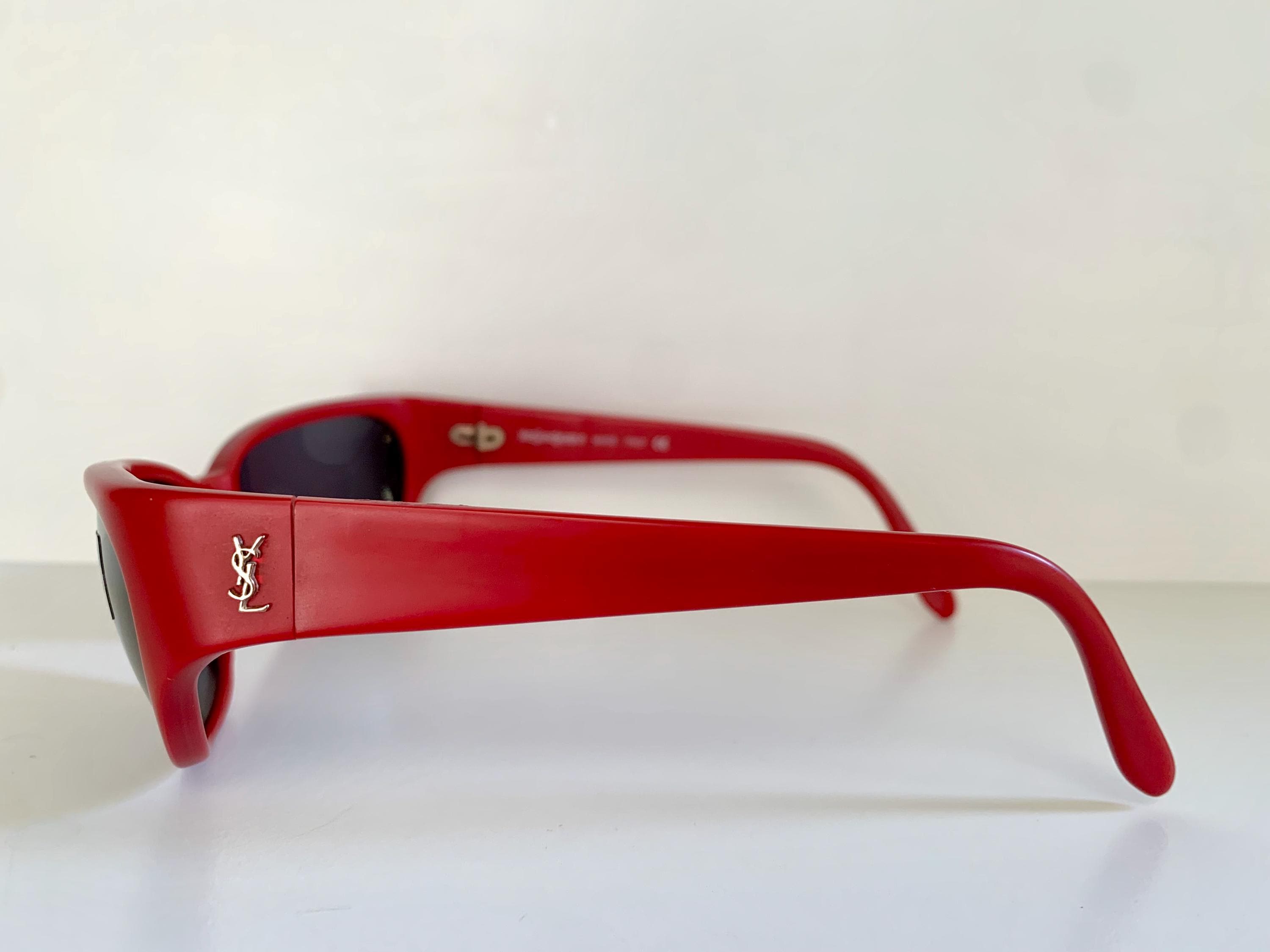 Yves Saint Laurent 00s Sunglasses - 6505 Red Frame YSL Logos - Etsy