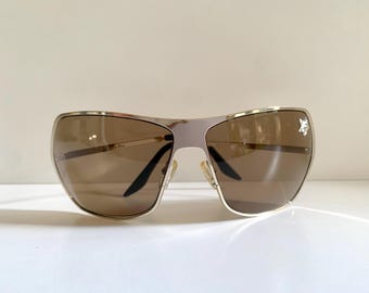 Christian Dior Vintage Sunglasses - Secret 1 XL light gold shield wrap frames