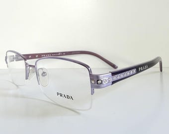 Prada VPR 64H 1BC-1O1 Silver Brown Half Rim Eyeglasses Frames 51