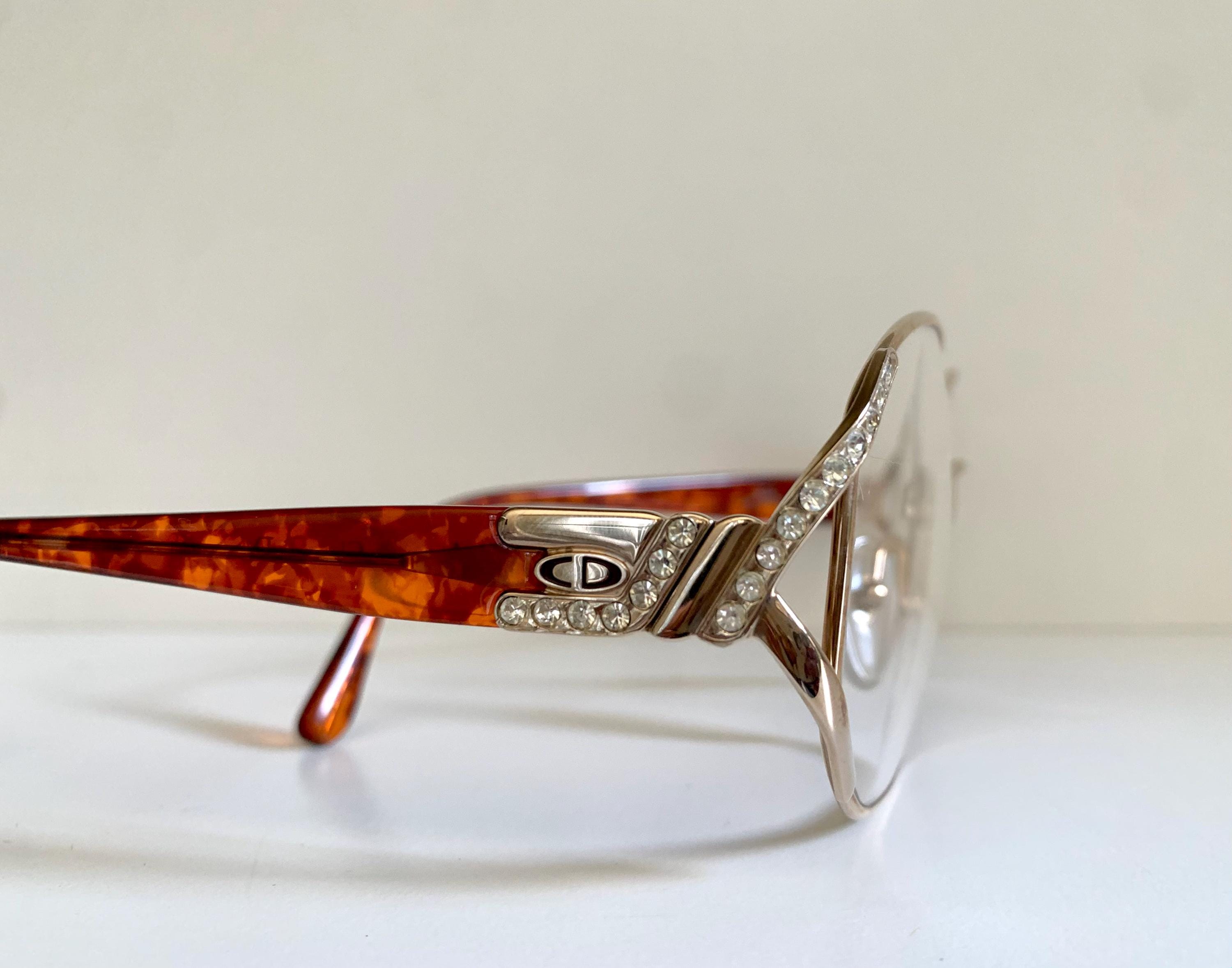 Christian Dior Vintage 80s Glasses - Strass Golden Metal 
