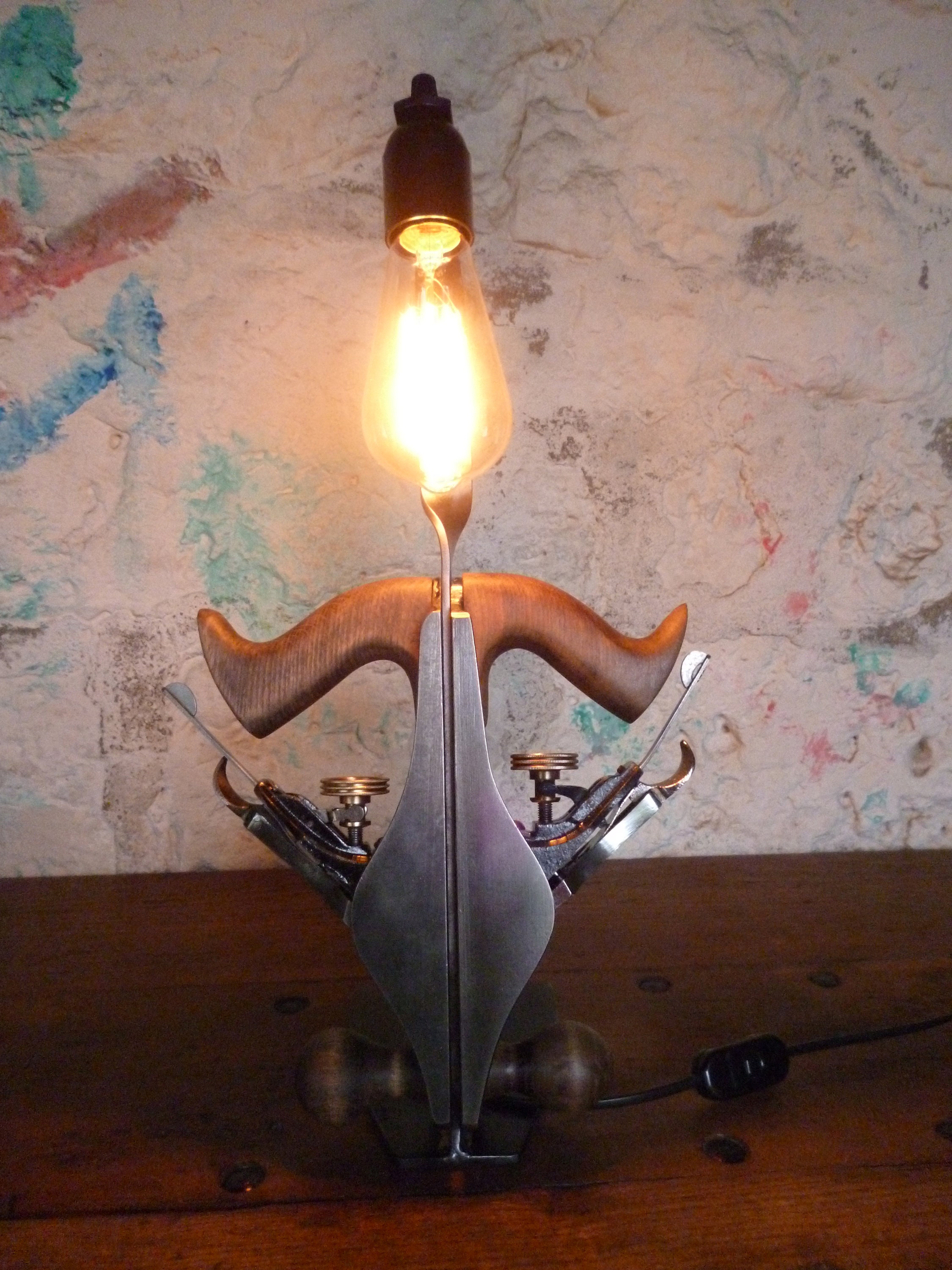 Lampe - Double Rabots Vintage Upcycling -