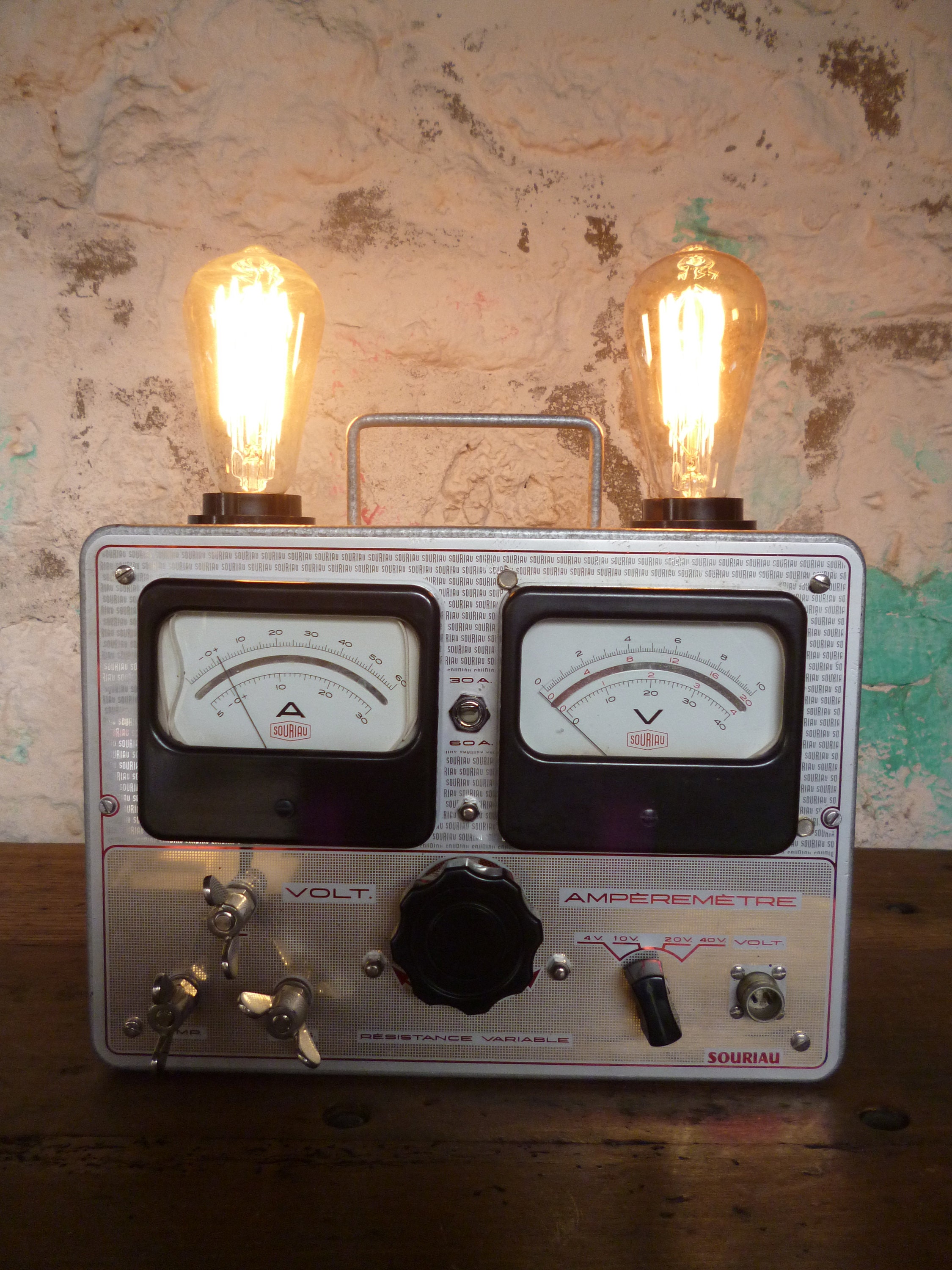 Lampe - Voltmetre Amperemetre Vintage Upcycling