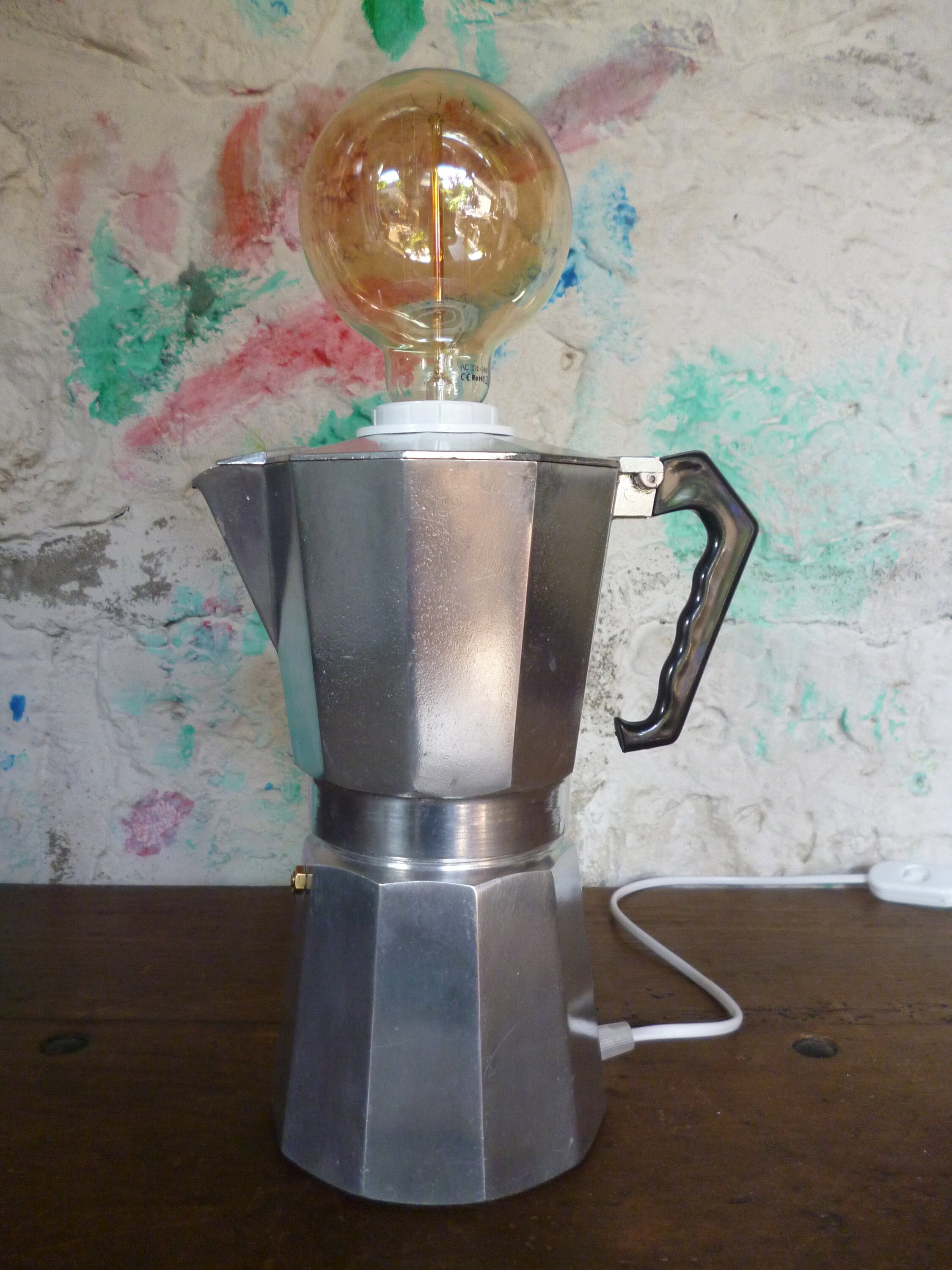 Lampe Vintage - Cafetiere Italienne Upcycling