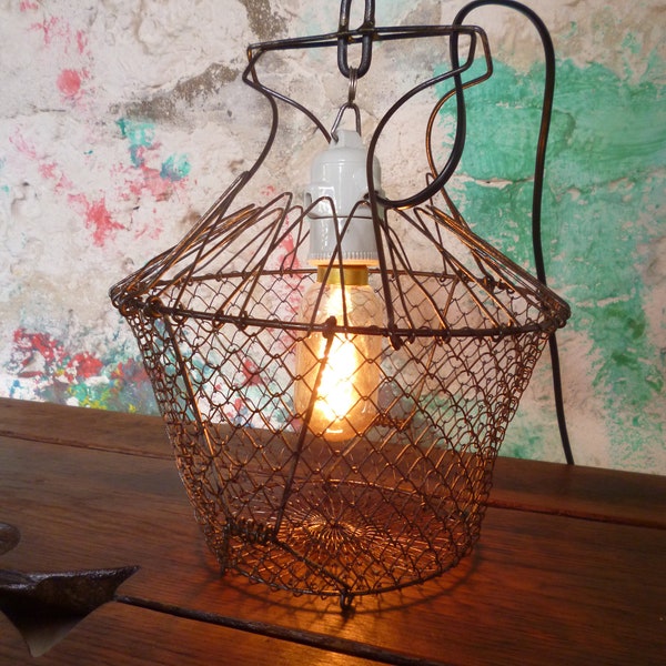 LAMPE " LA SALADIERE "  , Vintage , Upcycling .