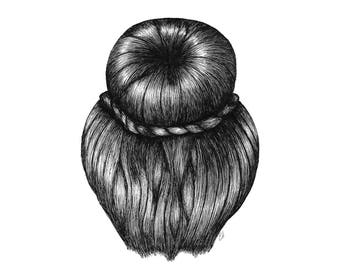 Hair Bun Drawing Etsy