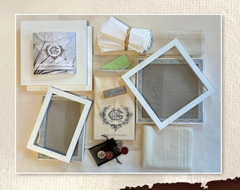 Papierherstellung DIY Kraft Kit, handgemachtes Papier, Dankeskarten, Umschlagform und Deckle Kit für handgemachtes gefaltetes Briefpapier-Set, alle Altersgruppen