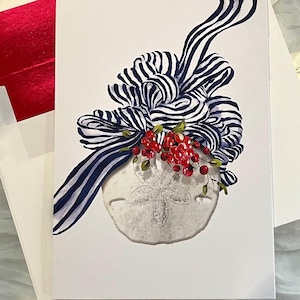 Set of 10 Christmas Card Box Holiday Card Coastal Inspired Christmas Greeting Card Holiday Watercolor Ornament Christmas Business Holiday