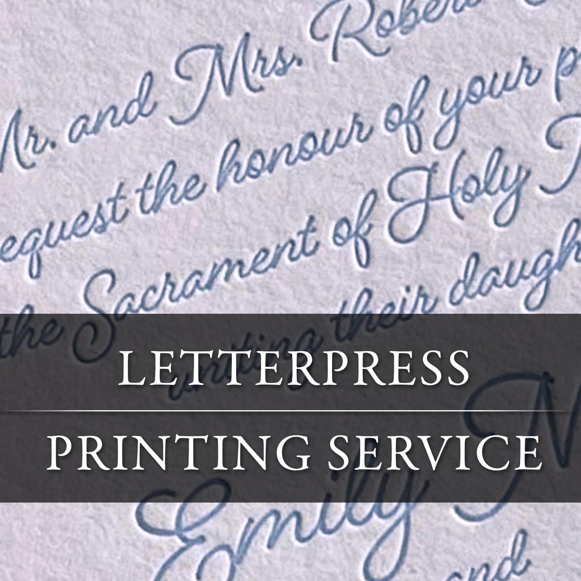 Letterpress Wedding Printing Service for Card Stock Invitation QR Code RSVP Cards and Details Card for Reception Thank You Note Card Shipped
