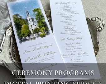 Wedding Ceremony Program Professional Printing Order Service Details Venue Illustration Wedding Style Elegant Program Length Portrait A