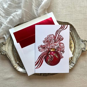 Boxed Christmas Card set of 10 Vintage Inspired Holiday Greeting Card with 10 Message Options Custom Personalization Add-On Service Business