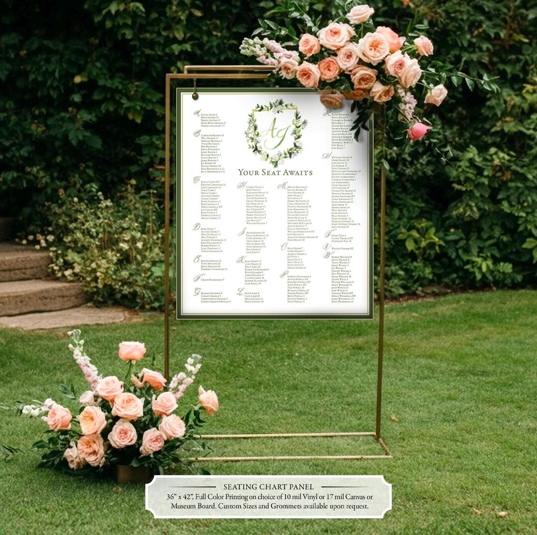 Wedding Seating Chart Print Service Alphabetically Organized Custom ...