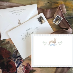 Tarjetas de agradecimiento para baby shower con forma de conejito de Nursery of Note Cards, tarjetas de agradecimiento personalizadas para baby shower para niños o niñas, paquete de 10