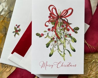 Christmas Cards, Personalized Holiday Cards, Boxed Christmas Cards, 10 Cards with Red or Gold Lined Envelopes, 10 Message Options available