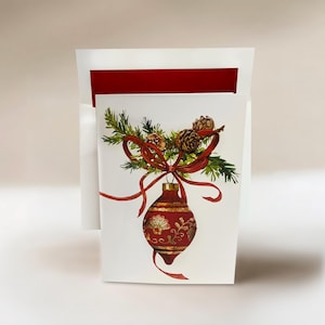 Christmas Card Set of 10 Box Christmas Ornament Holiday Card Personalized Vintage Inspired Greeting Card Religious Message Options available
