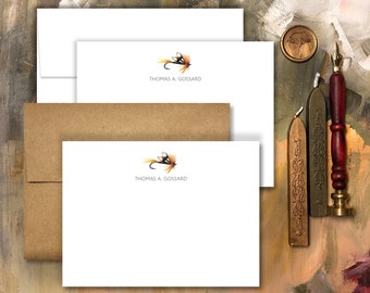 Fly Fishing Personalized Flat notecard Stationery Set of 10, Great Gifts for Fisherman, Father's Day Gift, Fishing Birthday Gift for Him