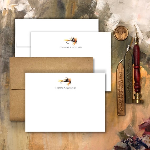 Fly Fishing Personalized Flat Notecard Stationery Set of 10, Great Gifts  for Fisherman, Father's Day Gift, Fishing Birthday Gift for Him -  UK