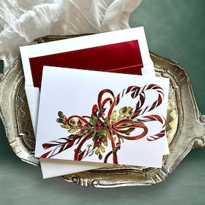 Christmas Card Set of 10 Fun Holiday Greeting Card Vintage Inspired Watercolor Custom Christmas Card Personalized Religious Business Holiday