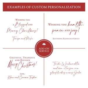Individueller Personalisierungsservice für Maria Gossard Designs Weihnachtskarten Add-On Personalisierungsservice für Weihnachtskarten Geschäft Urlaub