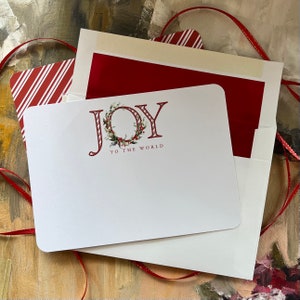 Weihnachtsbriefpapierkarten, 10 verpackte Weihnachtskarten, benutzerdefinierte personalisierte verpackte Feiertags-Dankeskarten, Hinweiskarten mit rot gefütterten Umschlägen