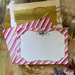 Christmas Stationery Cards, 10 Boxed Christmas Cards, Holiday Thank You Cards with Holly and Berries, Custom Personalized Boxed Note Cards