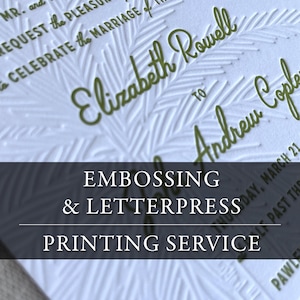 Blindprägung & Letterpress Hochzeitseinladung Luxus Baumwollkarte Pressservice Premium Feierliche Einladungen Korrespondentenkarte Personalisierter Druck