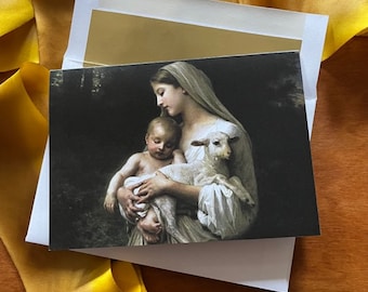 Religiöse Weihnachtskarte Set von 10 Fine Art Inspiriert auf Glaube basierte Grußkarte Madonna und Kind Weihnachten Boxed personalisierte Weihnachtskarte