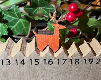 Advent Calendar Wooden Reindeer Advent Calendar Counting the Days Before Christmas Wooden Advent Calendar for Children at Christmas Time