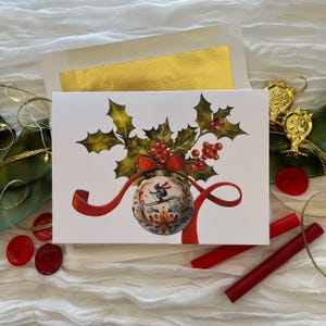 Biglietto di Natale Ornamento scandinavo Rosemaling Biglietto di auguri di Natale Biglietto di auguri di Natale ispirato al vintage Biglietto di auguri nordico di Natale Auguri di Natale Biglietto di auguri di Natale Business