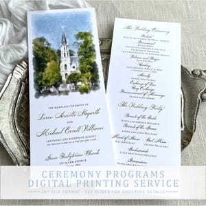 Wedding Ceremony Program Professional Printing Order Service Details Venue Illustration Wedding Style Elegant Program Length Portrait A