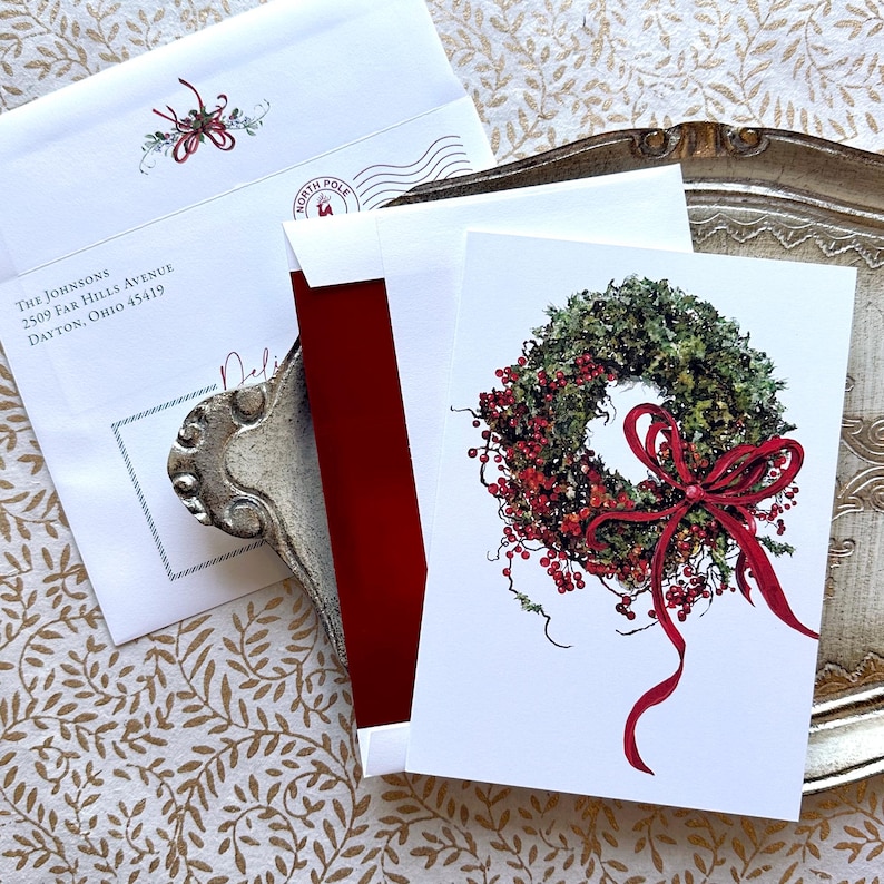 Watercolor Christmas Card Boxed Set of 10 Holiday Message Options ...