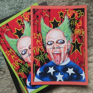 Keith Flint / The Prodigy / Corallo e verde lime / Stampa artistica punk/funky, formato A4