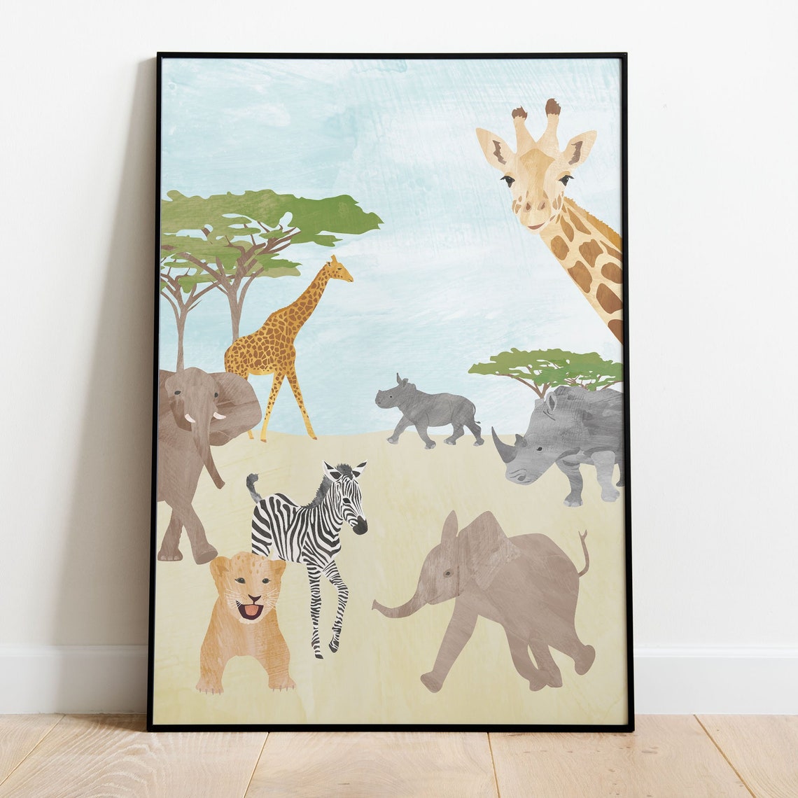 Safari Animals Wall Print Modern Home Decor Wall Art Idea Etsy