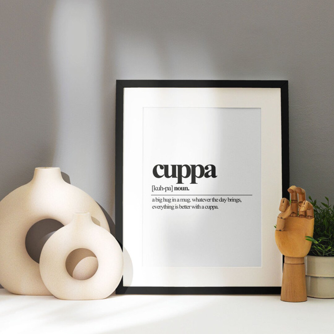 Cuppa Definition Wall Poster Quote Minimalist Kitchen Sign Etsy