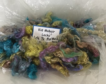 Lets Be Mermaids Colorway; Kid Mohair Locks, Alpaca, Teeswater