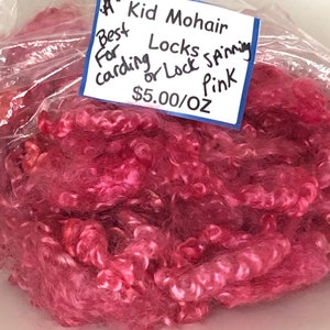 Pink, and More Pink,  Kid Mohair Locks and Roving, Finn, Corriedale