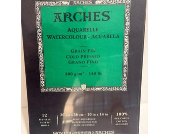 Arches Aquarelle Watercolor Pad 10x14 Cold Pressed 140lb 12 Sheets A1795093