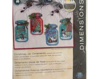 Dimensions Christmas Jar Ornaments Counted Cross Stitch Kit 70-08964 4pk