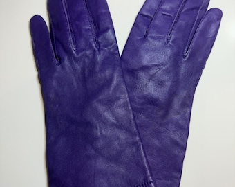 Vintage Fownes Purple Genuine Leather Gloves Size 7.5 Acrylic Lined WPL 9522