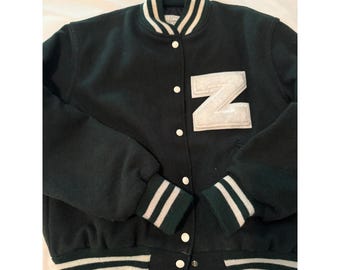 Vintage Empire Sporting Goods Co Varsity Jacket Green White Chenille Patch Z Med