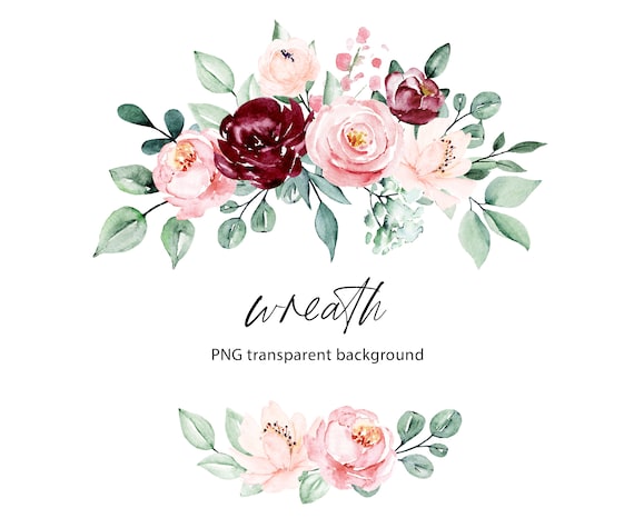 Watercolor flowers clipart floral frame with bouquets | Etsy
