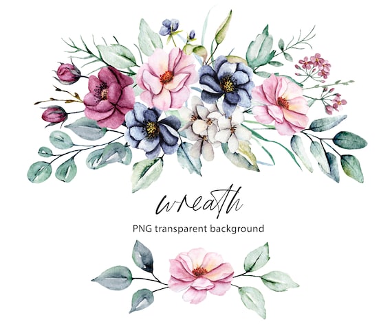 Art Collectibles Clip Art Free Commercial Use Aquarelle Clipart Png Transparent Background Floral Frame Border Wreath With Watercolor Flowers Peonies Clipart