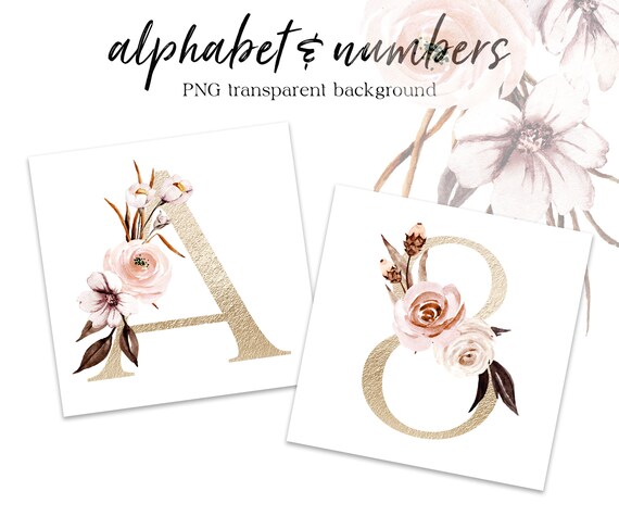 gold alphabet golden letters and numbers with watercolor etsy