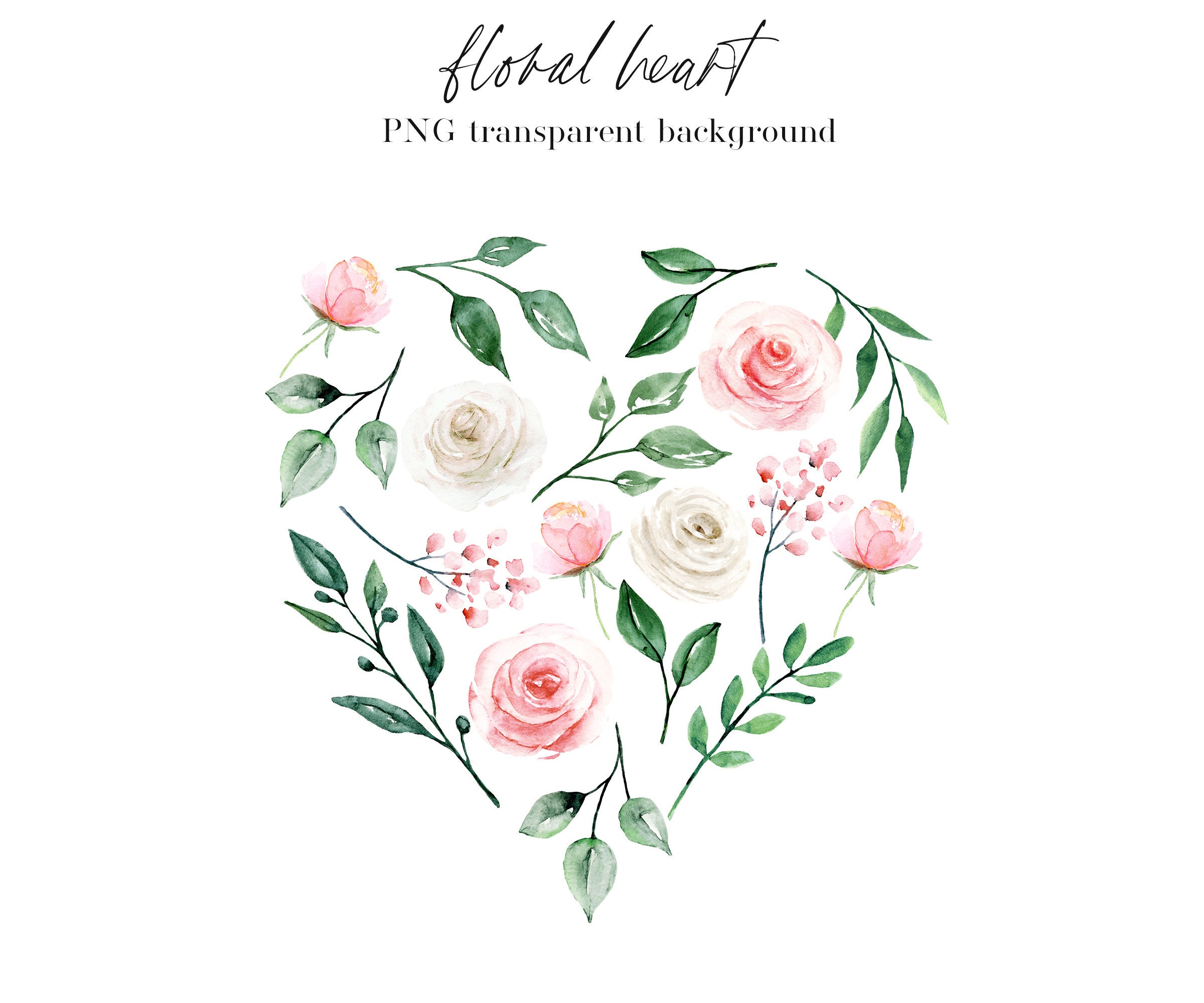 Watercolor flowers clipart white and pink floral clipart | Etsy