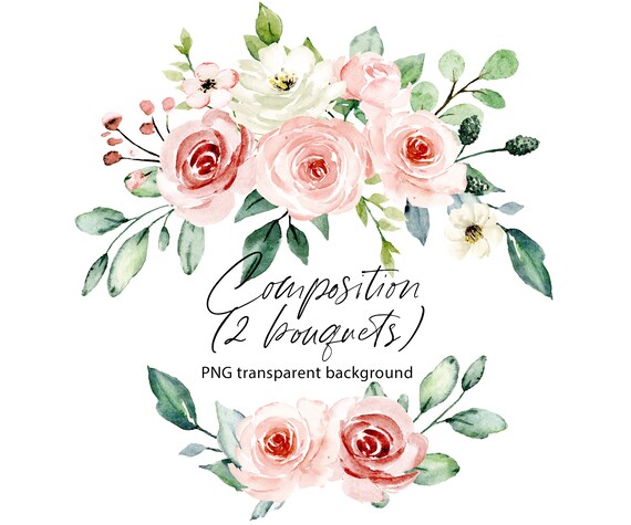 Download Free Watercolor Flowers Clipart Floral Frame Wreath With Bouquets Etsy SVG Cut Files