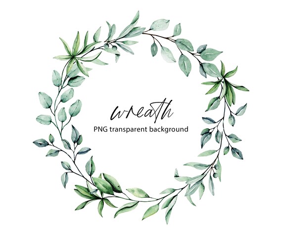 png iu150 Green Leaves frame watercolor leaves watercolor clipart clip art watercolor Watercolor frame printable wreath leaf wreath