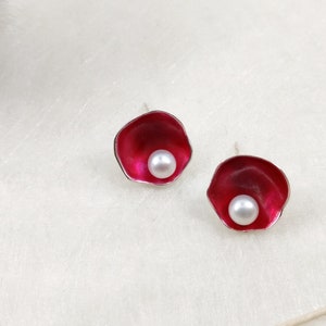TiKiYa, boucles d'oreilles puces en argent et perles de culture, coloris variés