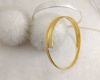 UbaL- Pulsera abierta en espiral, plata o plata chapado oro 18 quilates