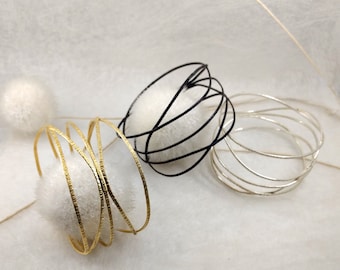 ZusZa - broad Sterling Silver Bangle in 3 finishes: silver, black or with an 18 karat gold plating