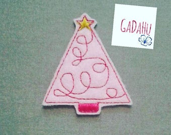 Pink Christmas Tree feltie. Embroidery Design 4x4 hoop Instant Download. Felties