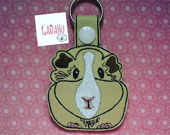 Guinea Pig Key Snap Tab Embroidery Design 4X4 size Cute Bunny